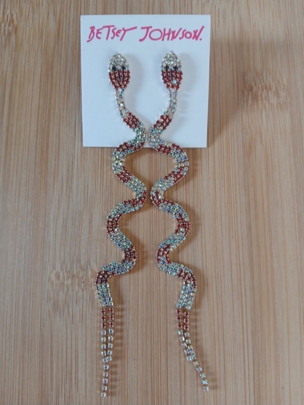 Betsey Johnson Rhinestone Snake Earrings